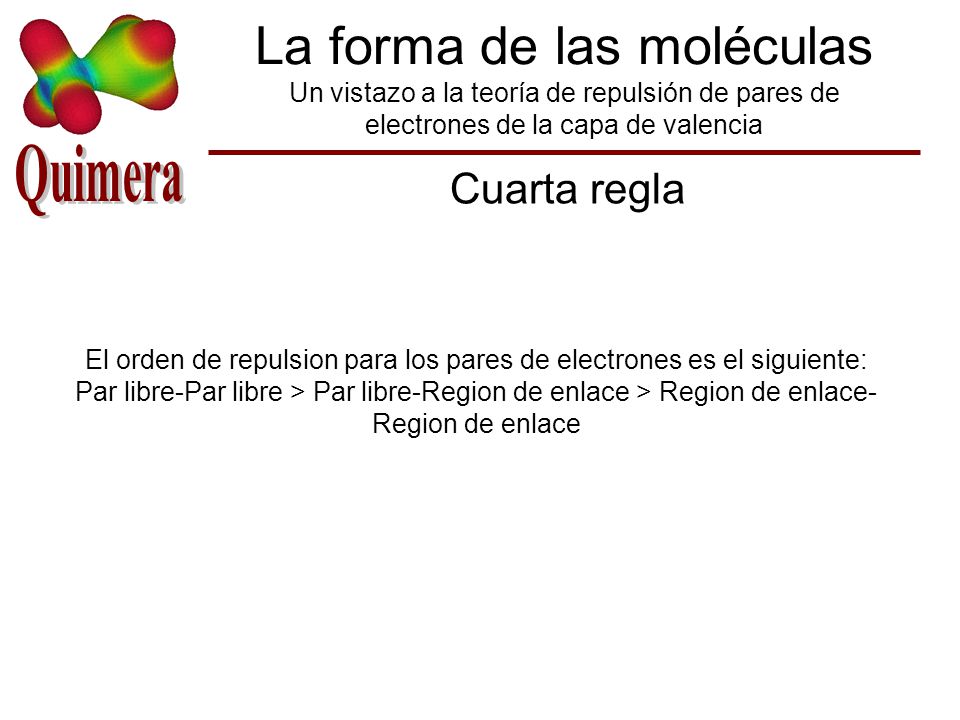 El orden de repulsion para los pares de electrones es el siguiente:
