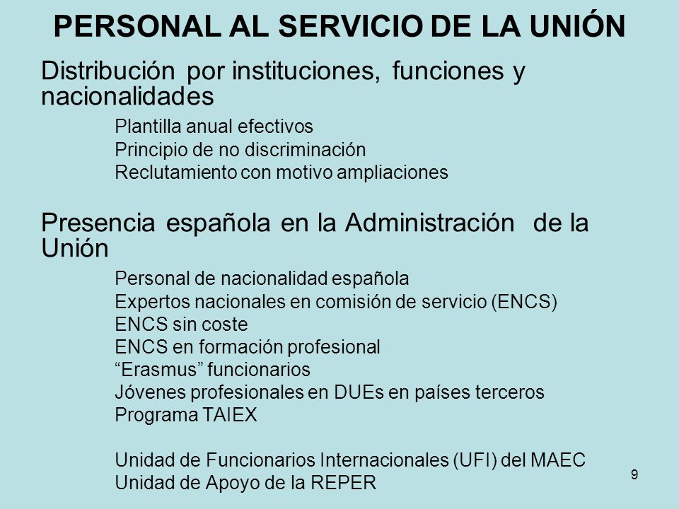 PERSONAL AL SERVICIO DE LA UNIÓN