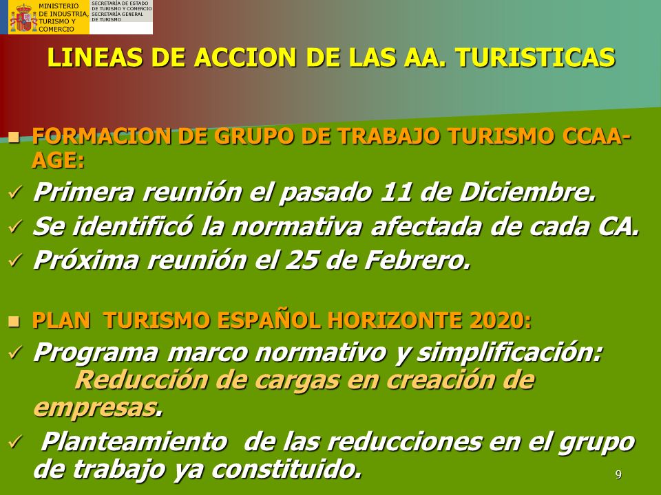 LINEAS DE ACCION DE LAS AA. TURISTICAS