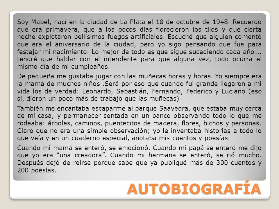 Soy Mabel, nací en la ciudad de La Plata el 18 de octubre de 1948