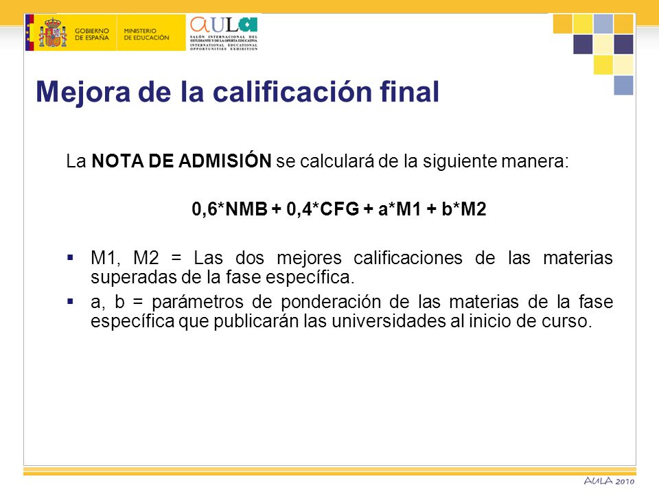 Mejora de la calificación final