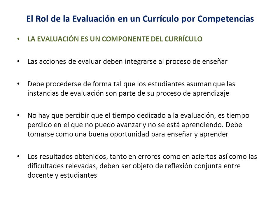 El Rol de la Evaluación en un Currículo por Competencias