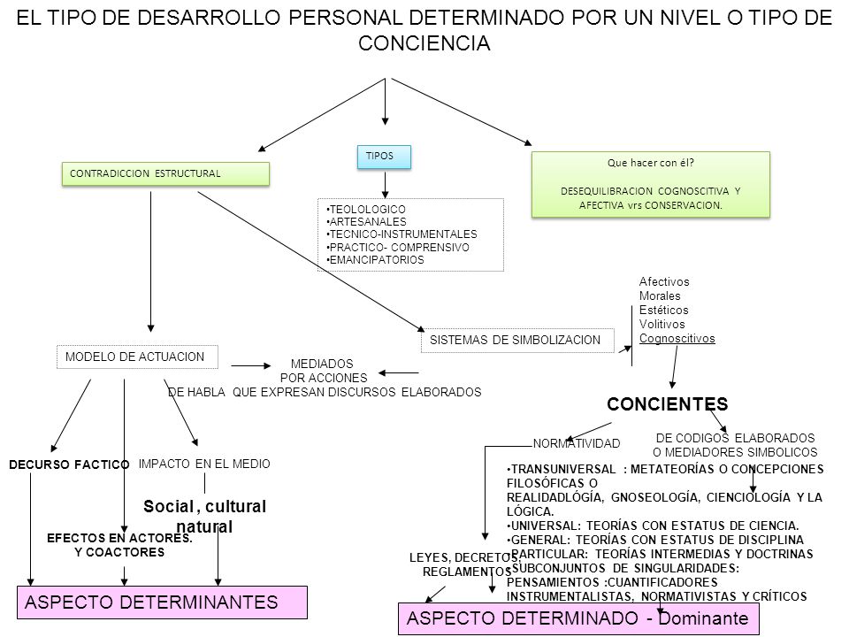 EL TIPO DE DESARROLLO PERSONAL DETERMINADO POR UN NIVEL O TIPO DE CONCIENCIA