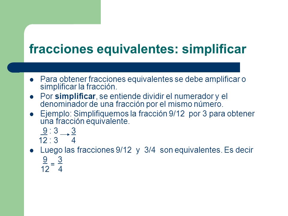 fracciones equivalentes: simplificar