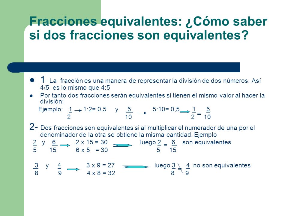 Fracciones equivalentes: ¿Cómo saber si dos fracciones son equivalentes