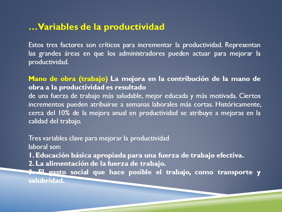 …Variables de la productividad