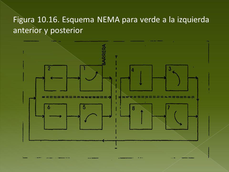 Figura Esquema NEMA para verde a la izquierda anterior y posterior