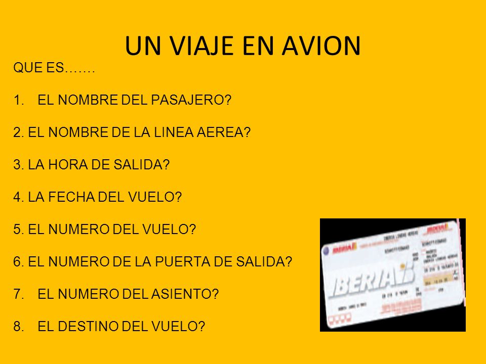 UN VIAJE EN AVION QUE ES……. EL NOMBRE DEL PASAJERO