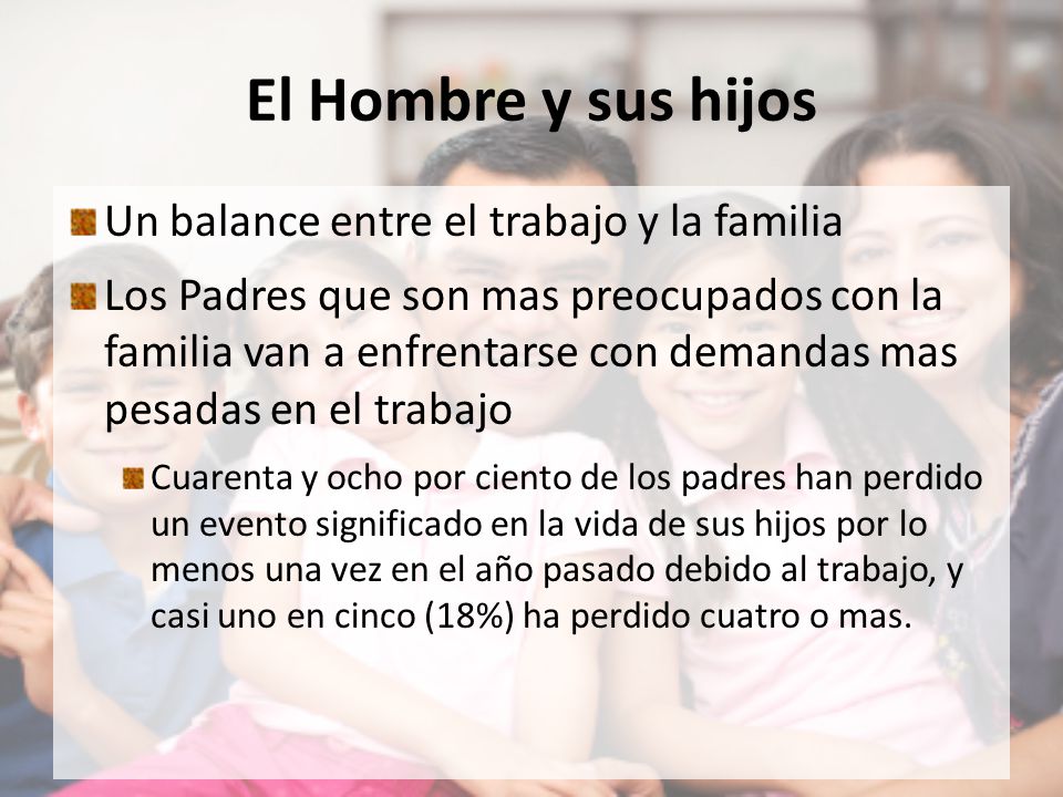 El Hombre y sus hijos Un balance entre el trabajo y la familia