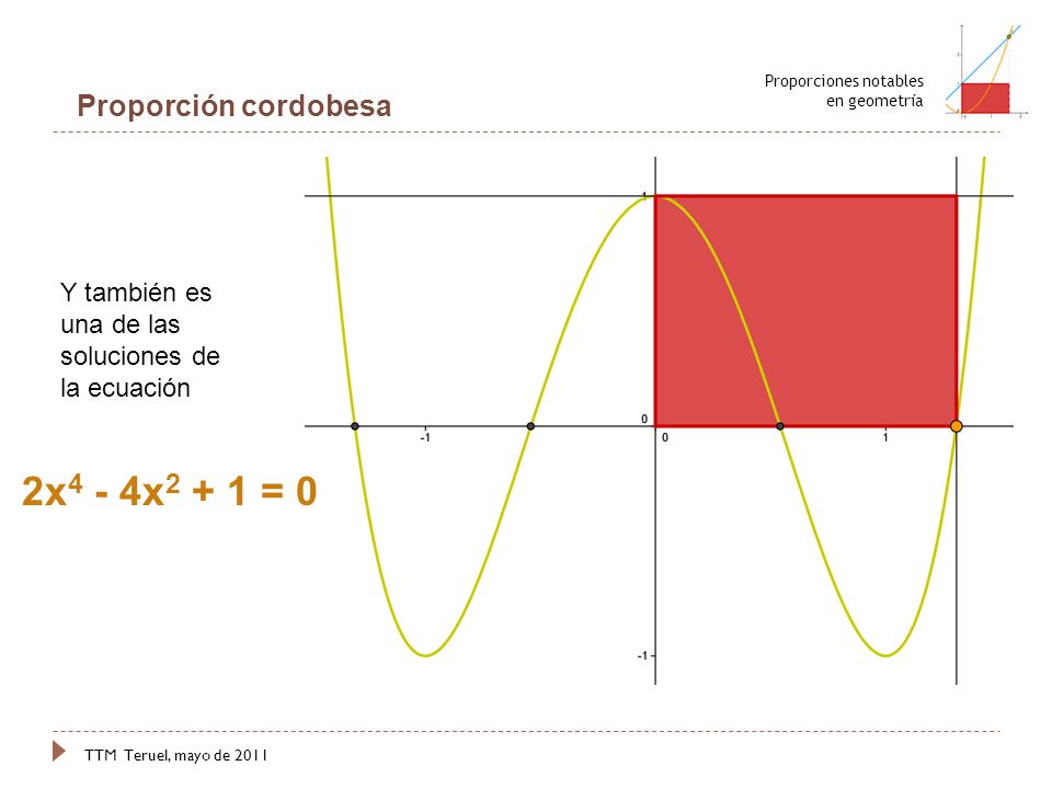 2x4 - 4x2 + 1 = 0 Proporción cordobesa