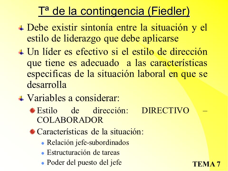 Tª de la contingencia (Fiedler)