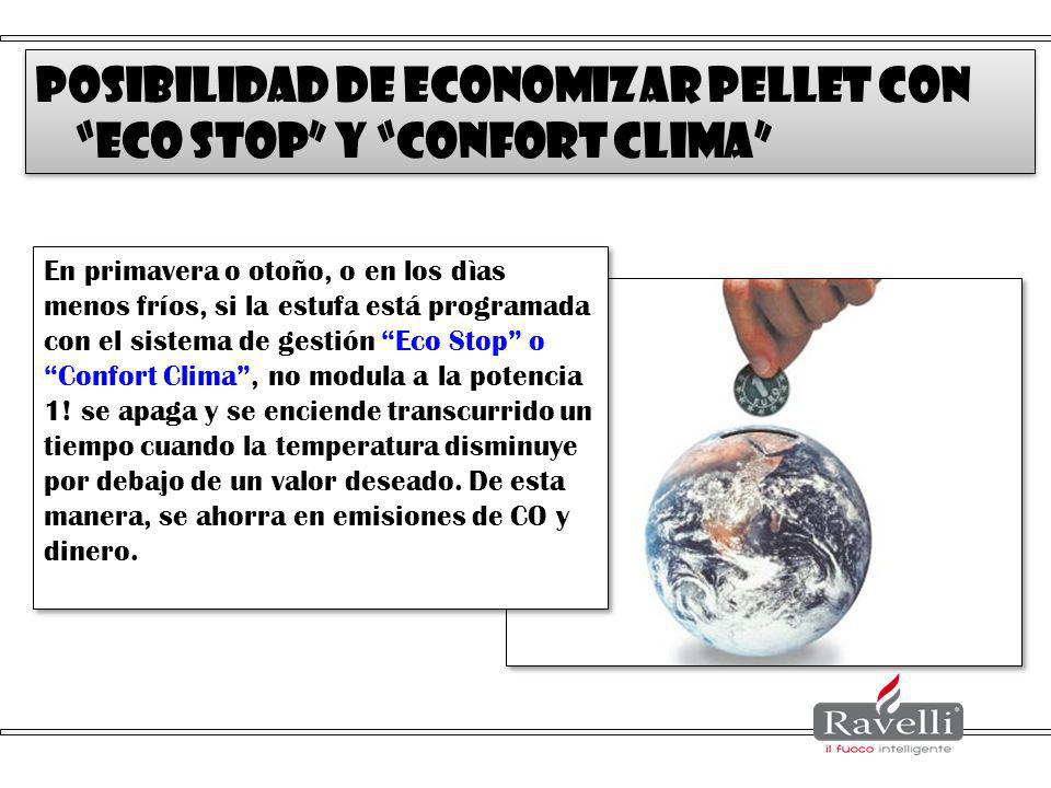 POSIBILIDAD DE ECONOMIZAR PELLET CON ECO STOP Y CONFORT CLIMA