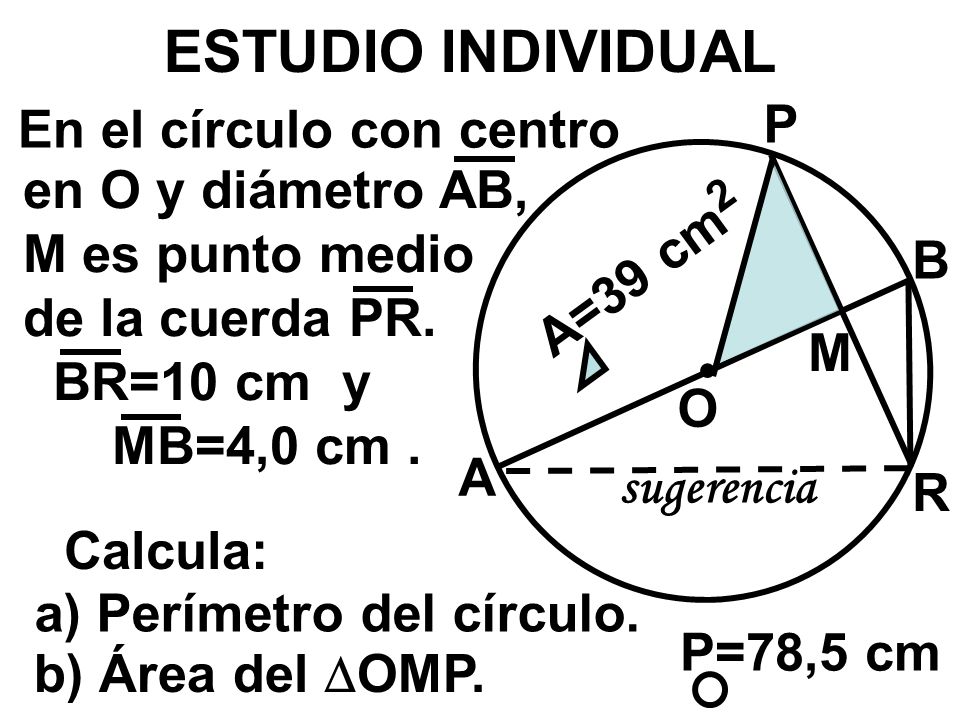 ESTUDIO INDIVIDUAL . P En el círculo con centro