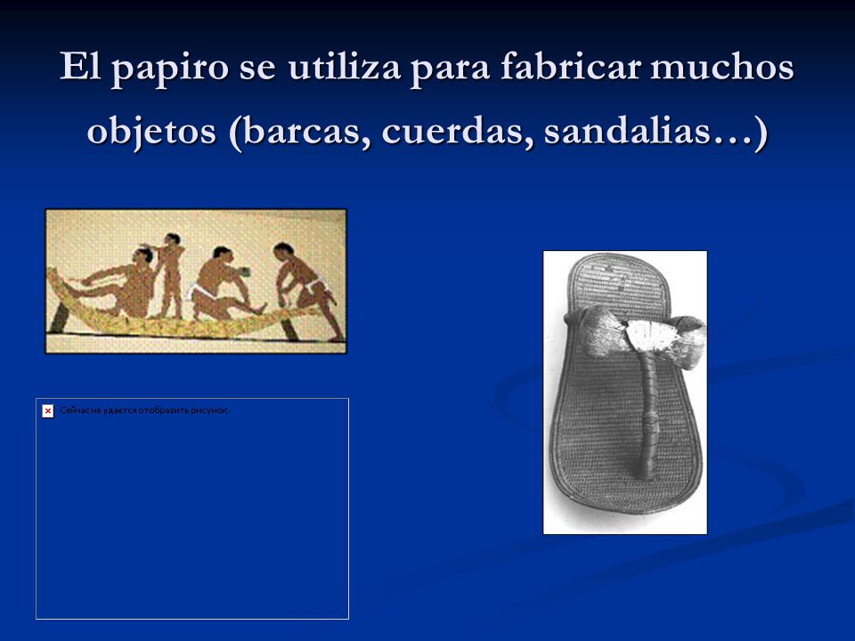 El papiro se utiliza para fabricar muchos objetos (barcas, cuerdas, sandalias…)