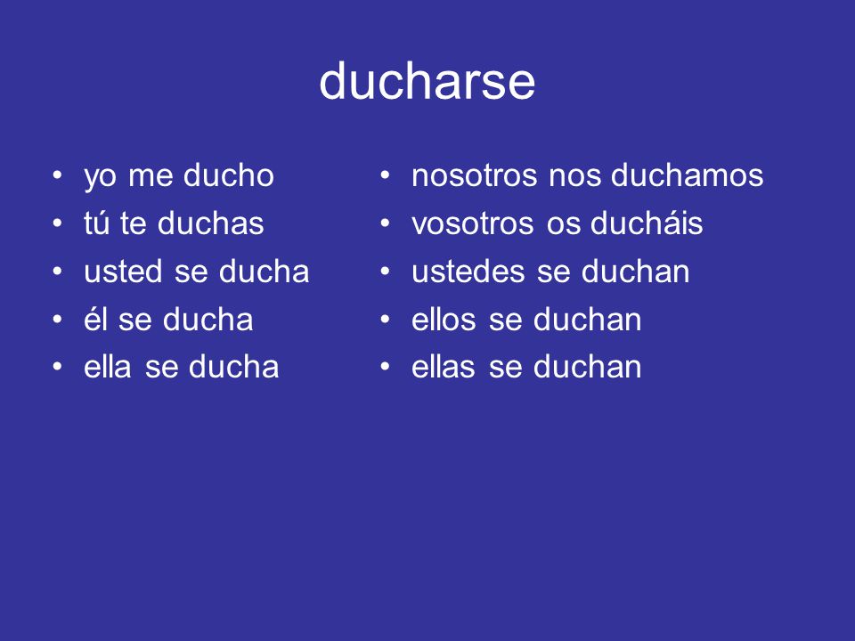 ducharse yo me ducho tú te duchas usted se ducha él se ducha