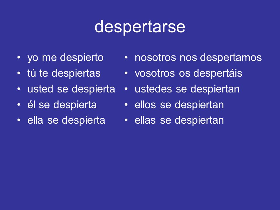 despertarse yo me despierto tú te despiertas usted se despierta