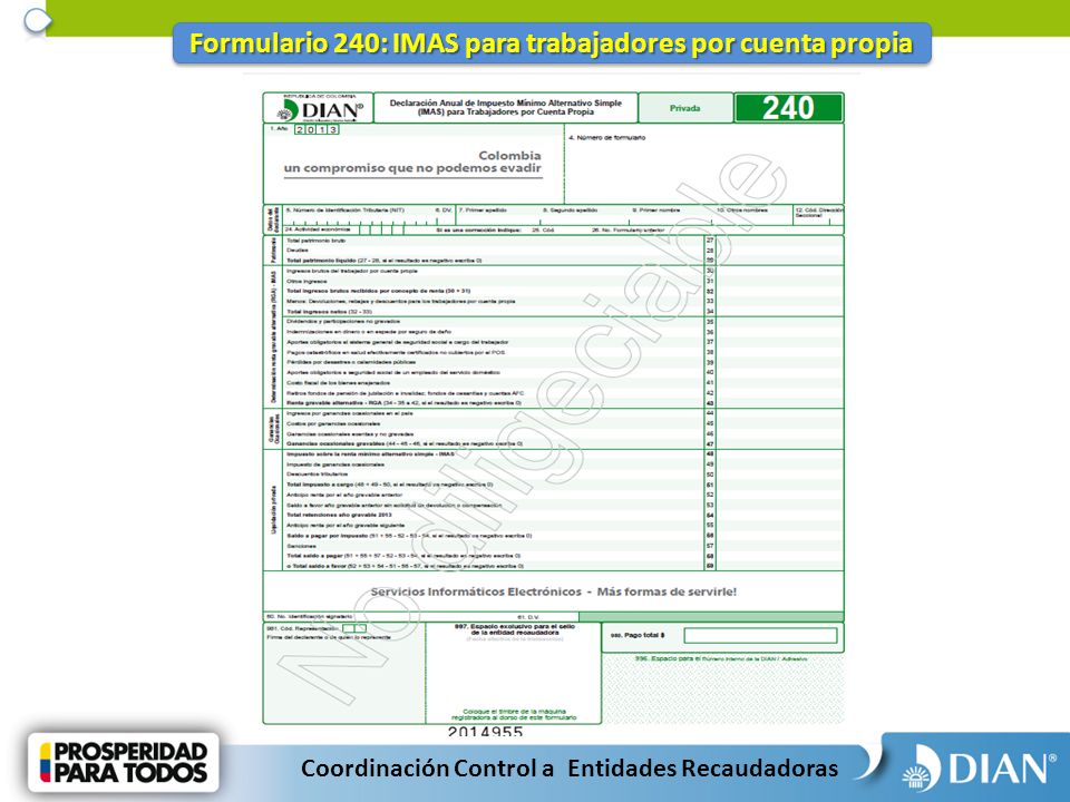 Formulario 240: IMAS para trabajadores por cuenta propia