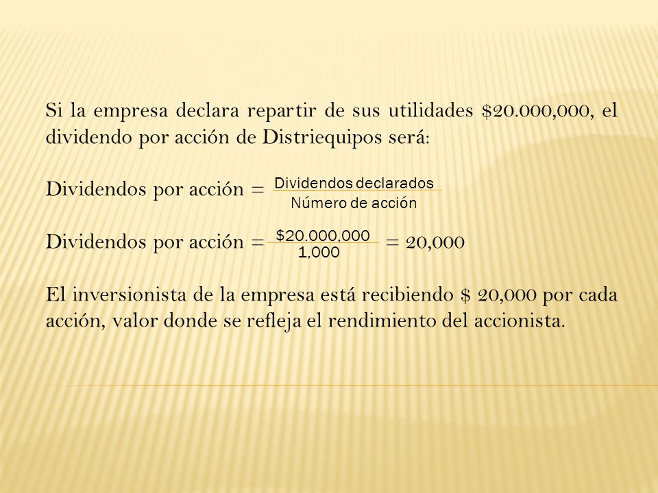 Dividendos por acción = Dividendos por acción = = 20,000