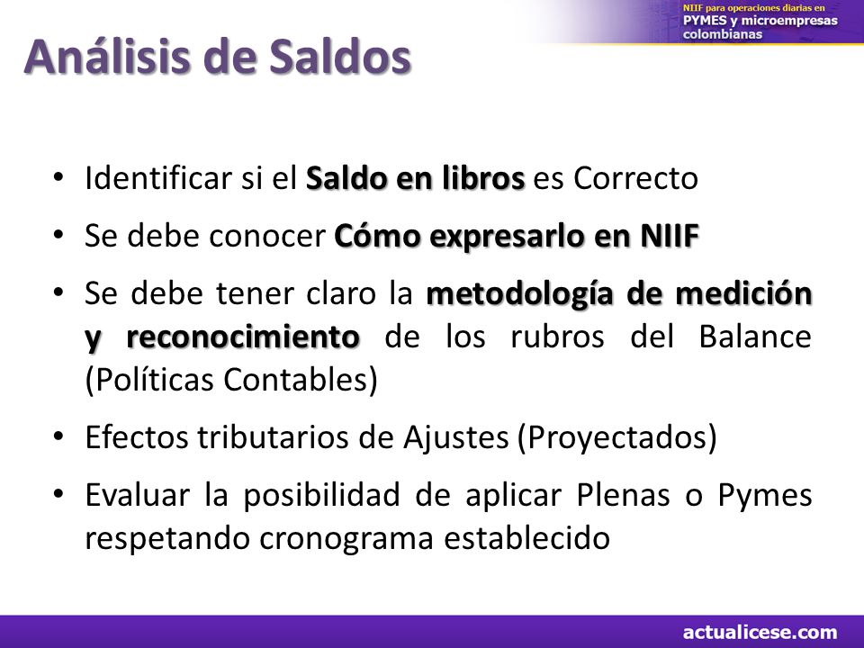Análisis de Saldos Identificar si el Saldo en libros es Correcto