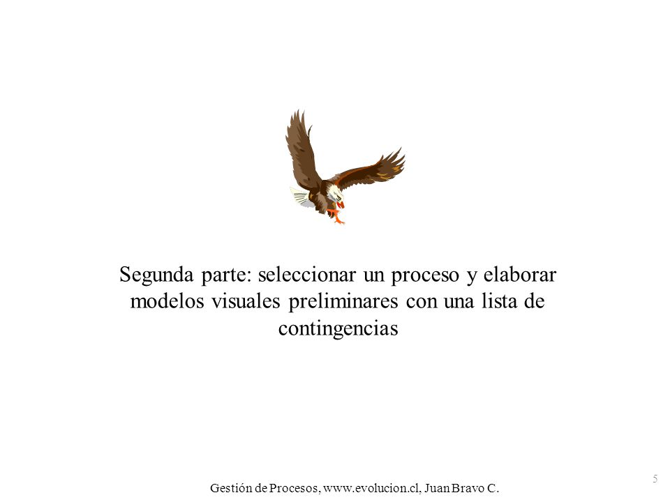 Segunda parte: seleccionar un proceso y elaborar modelos visuales preliminares con una lista de contingencias