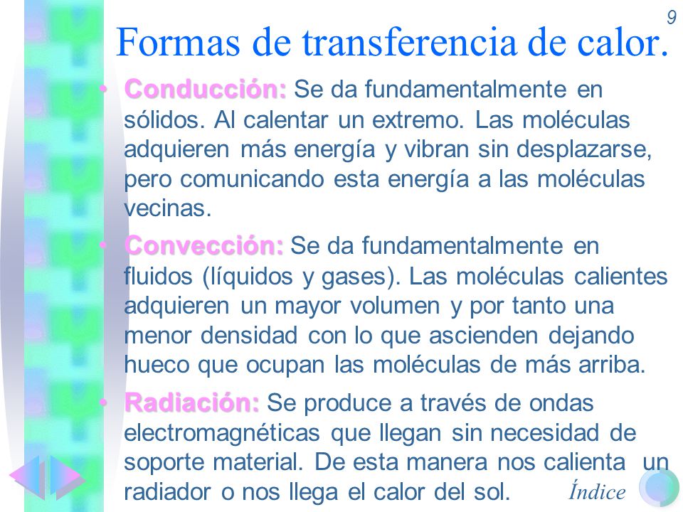 Formas de transferencia de calor.