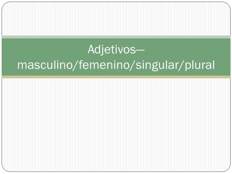 Adjetivos—masculino/femenino/singular/plural