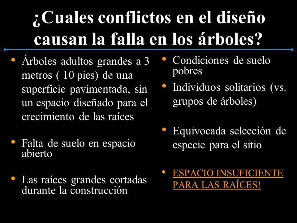¿Cuales conflictos en el diseño causan la falla en los árboles
