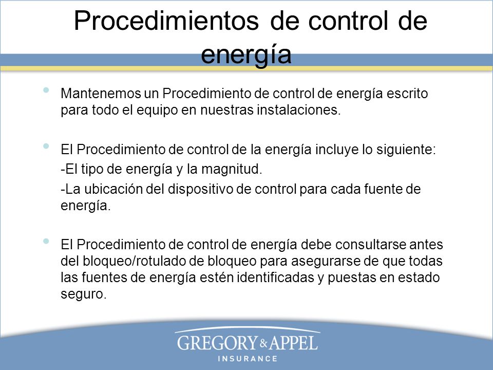 Procedimientos de control de energía