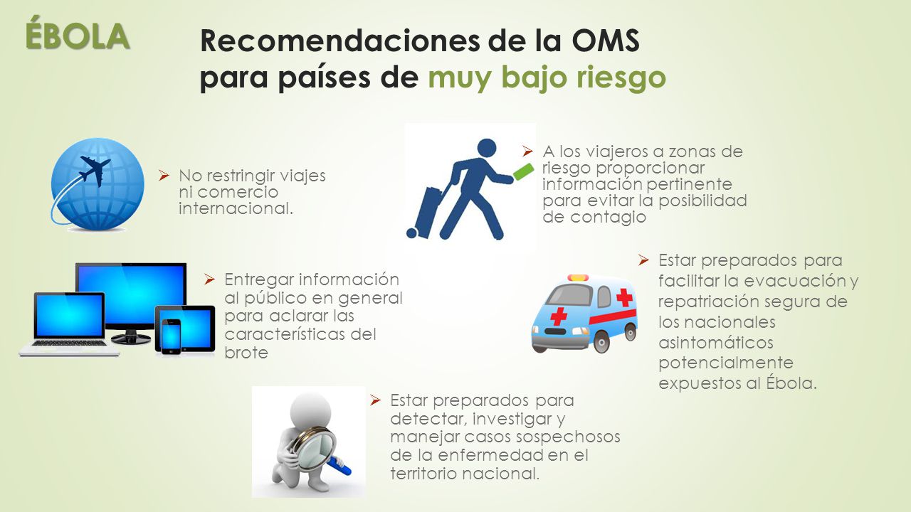 Recomendaciones de la OMS para países de muy bajo riesgo