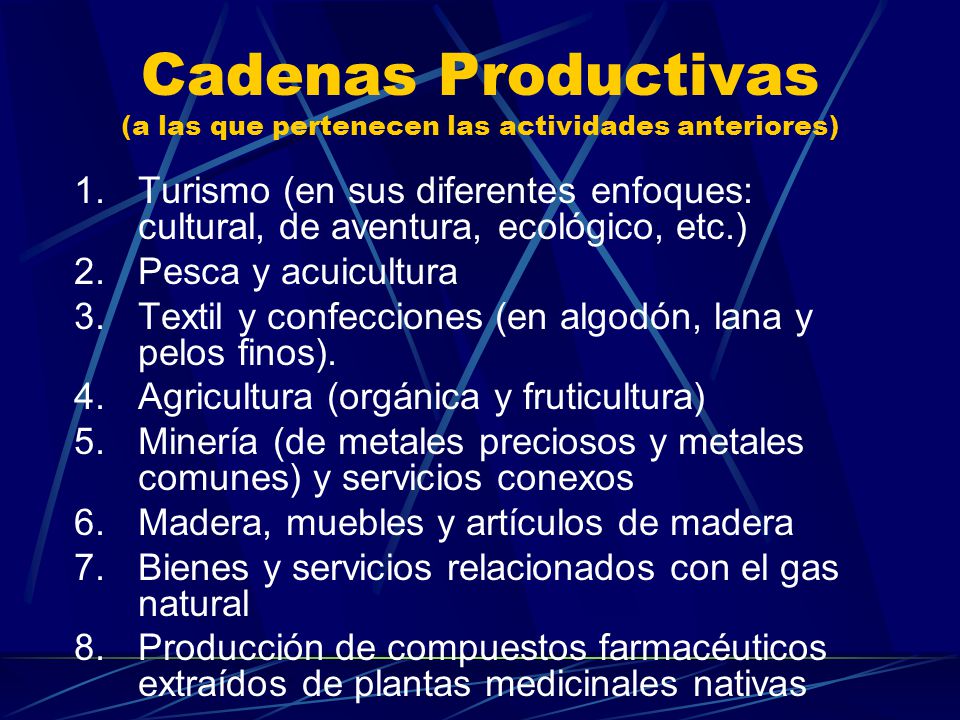 Cadenas Productivas (a las que pertenecen las actividades anteriores)
