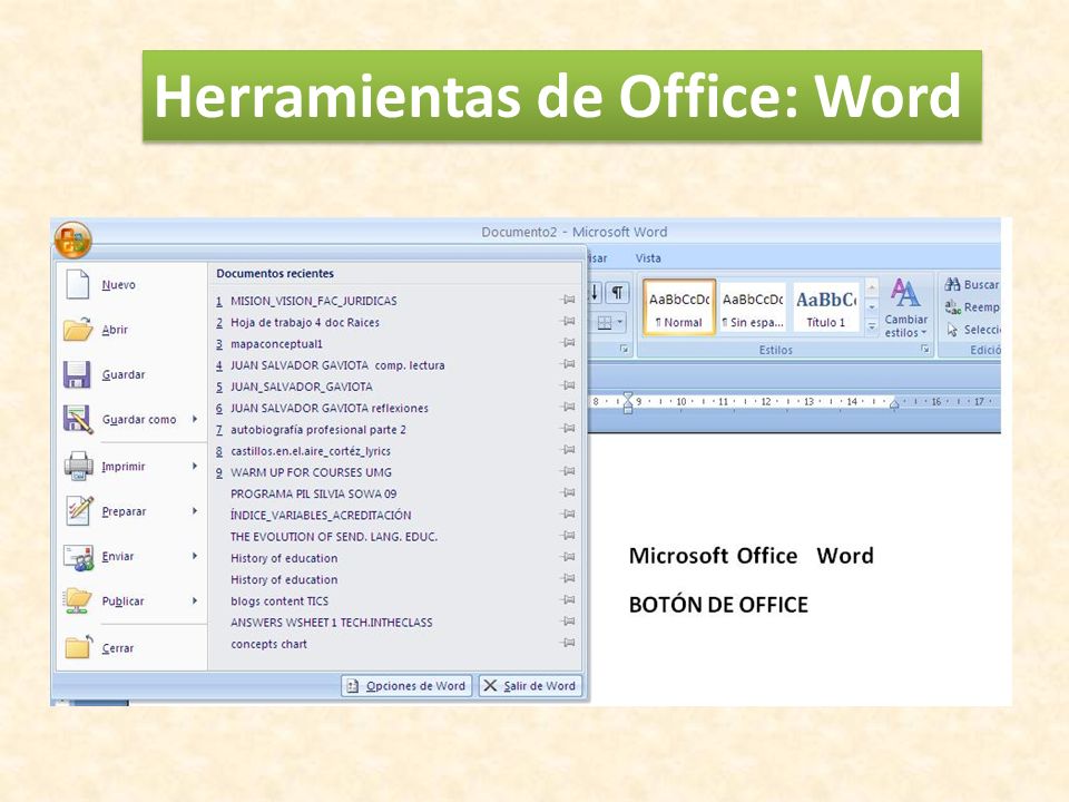 Herramientas de Office: Word