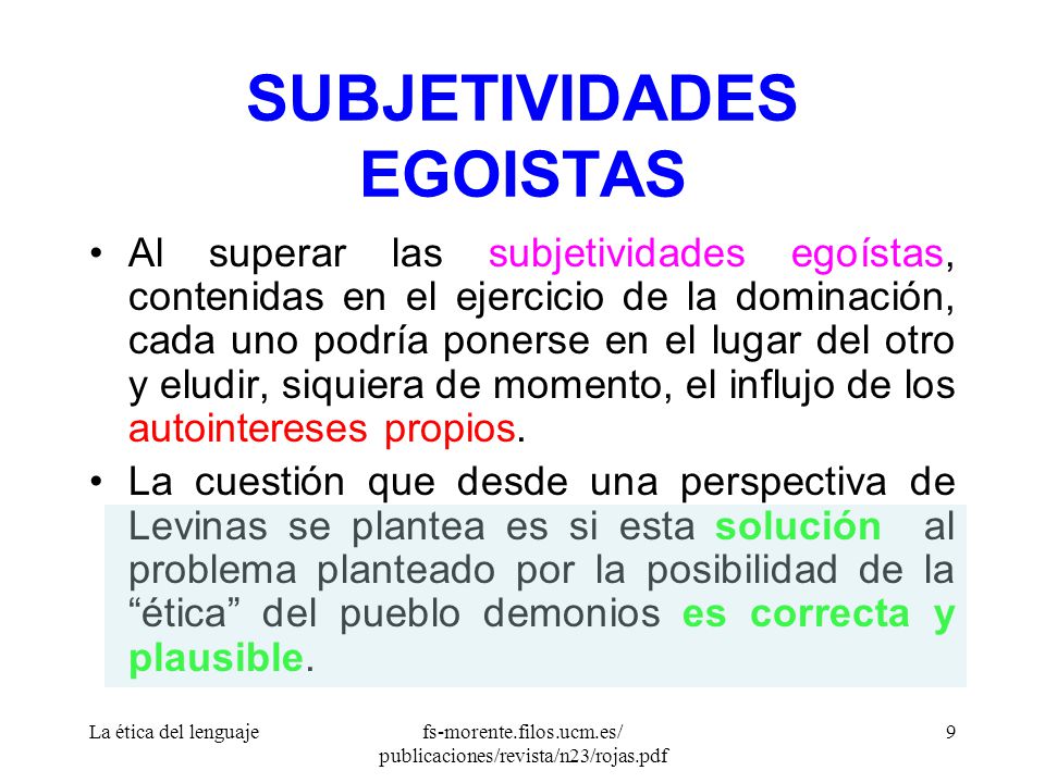 SUBJETIVIDADES EGOISTAS