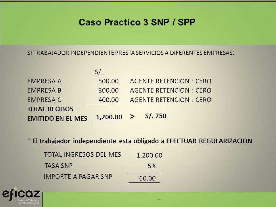 > Caso Practico 3 SNP / SPP S/. EMPRESA A