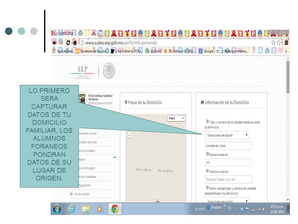 LO PRIMERO SERA CAPTURAR DATOS DE TU DOMICILIO FAMILIAR, LOS ALUMNOS FORANEOS PONDRAN DATOS DE SU LUGAR DE ORIGEN.