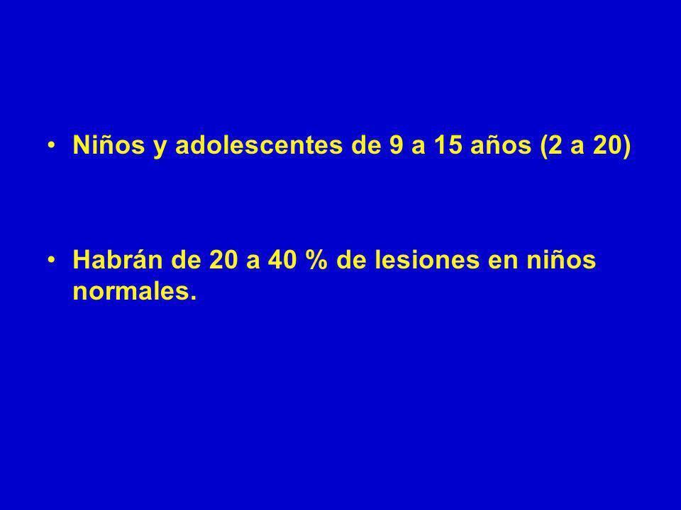 Niños y adolescentes de 9 a 15 años (2 a 20)