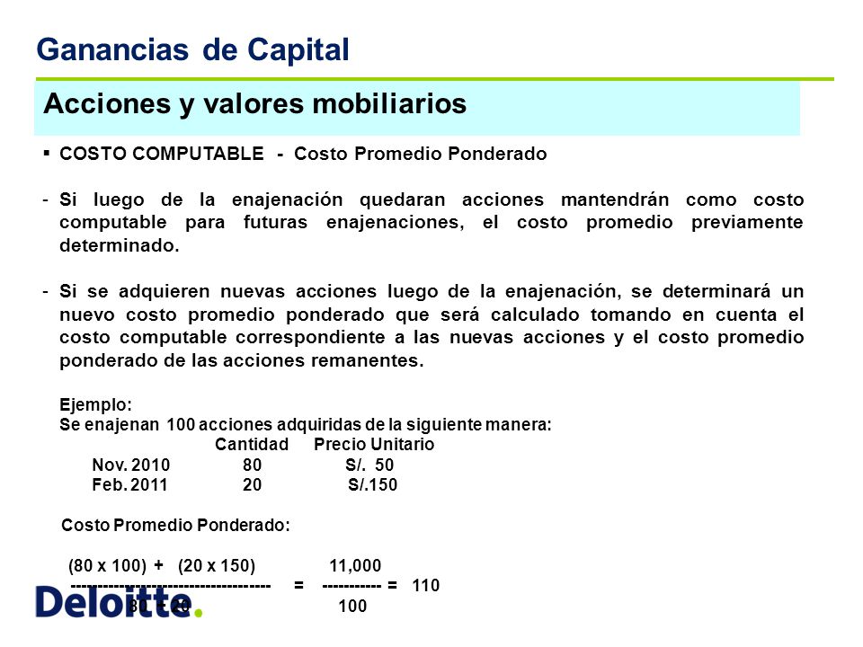 Ganancias de Capital Acciones y valores mobiliarios