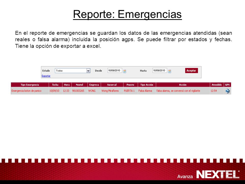 Reporte: Emergencias