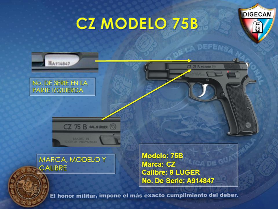 CZ MODELO 75B Modelo: 75B Marca: CZ MARCA, MODELO Y CALIBRE