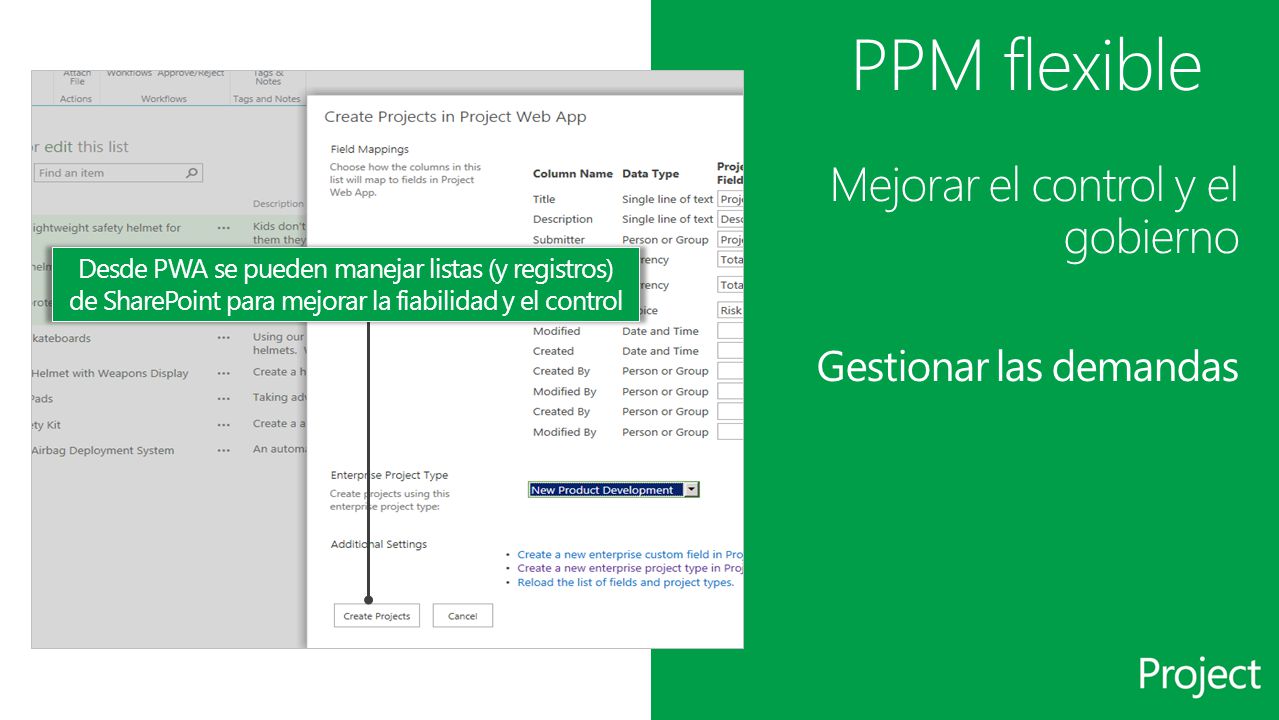 PPM flexible Mejorar el control y el gobierno Gestionar las demandas