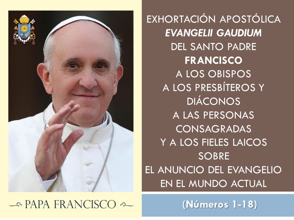 EXHORTACIÓN APOSTÓLICA EVANGELII GAUDIUM DEL SANTO PADRE FRANCISCO A LOS OBISPOS A LOS PRESBÍTEROS Y DIÁCONOS A LAS PERSONAS CONSAGRADAS Y A LOS FIELES LAICOS SOBRE EL ANUNCIO DEL EVANGELIO EN EL MUNDO ACTUAL