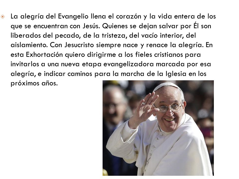 La alegría del Evangelio llena el corazón y la vida entera de los que se encuentran con Jesús.