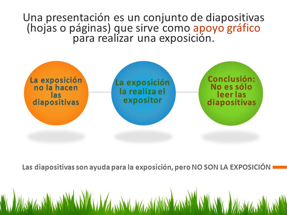 Una presentación es un conjunto de diapositivas (hojas o páginas) que sirve como apoyo gráfico para realizar una exposición.