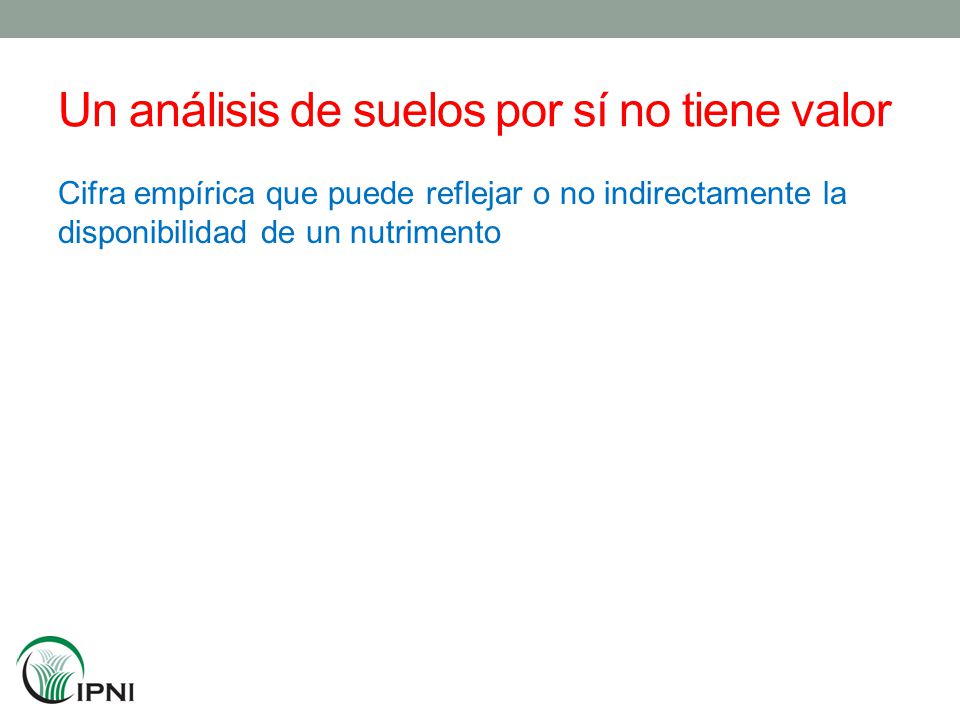 Un análisis de suelos por sí no tiene valor