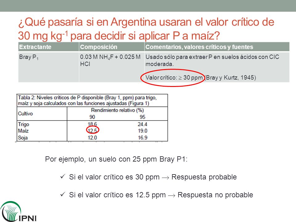 ¿Qué pasaría si en Argentina usaran el valor crítico de 30 mg kg-1 para decidir si aplicar P a maíz