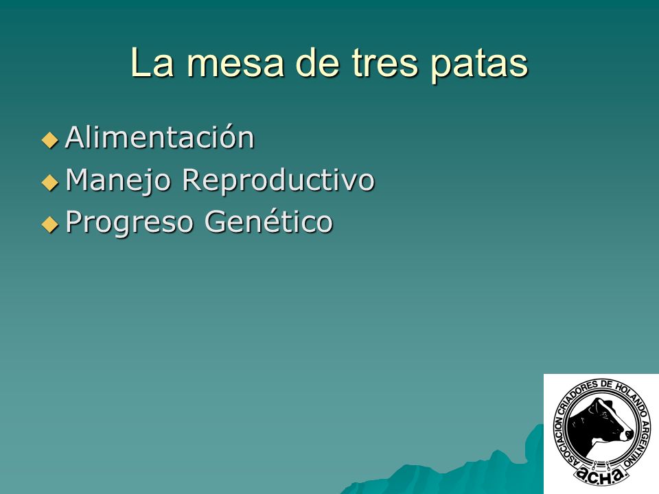 La mesa de tres patas Alimentación Manejo Reproductivo