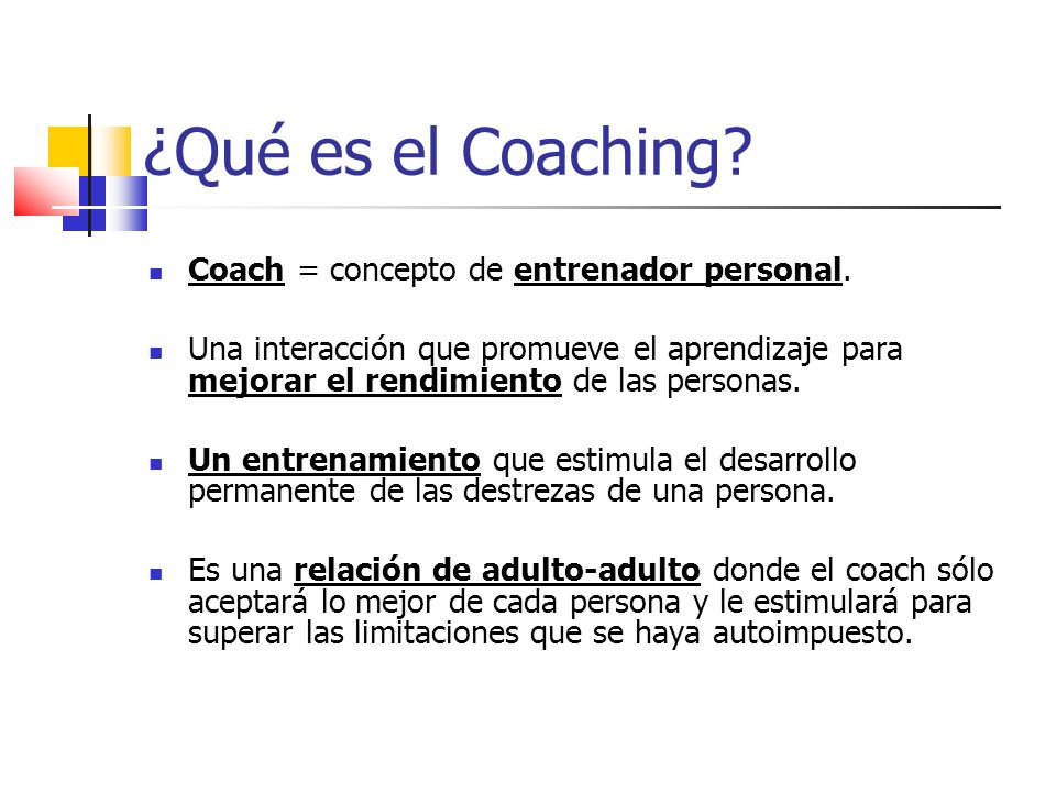 ¿Qué es el Coaching Coach = concepto de entrenador personal.