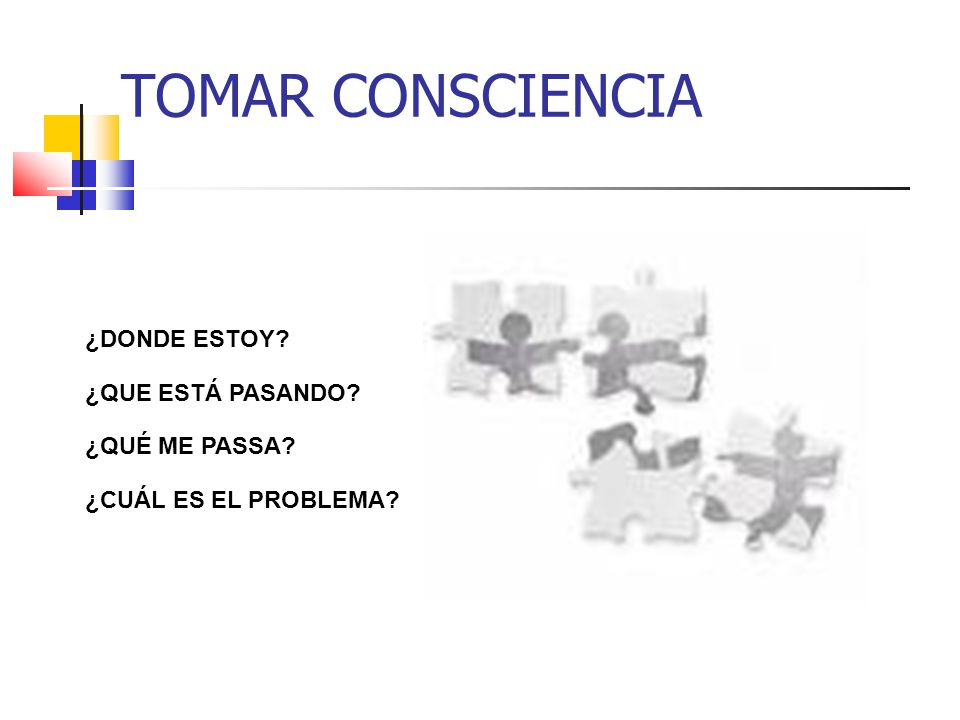 TOMAR CONSCIENCIA ¿DONDE ESTOY ¿QUE ESTÁ PASANDO ¿QUÉ ME PASSA