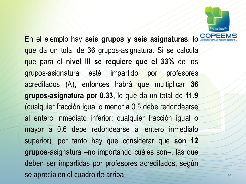 En el ejemplo hay seis grupos y seis asignaturas, lo que da un total de 36 grupos-asignatura.