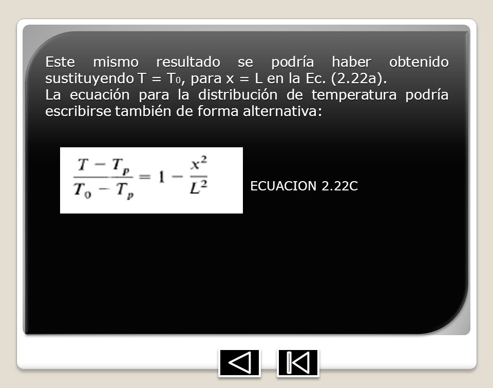 Este mismo resultado se podría haber obtenido sustituyendo T = T0, para x = L en la Ec. (2.22a).