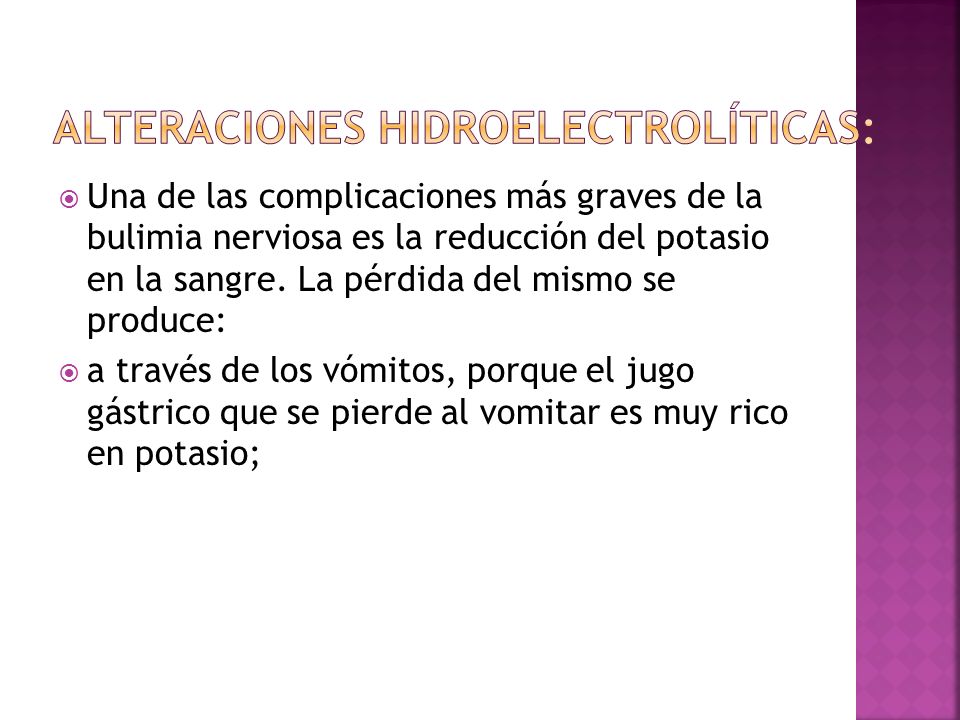 Alteraciones hidroelectrolíticas: